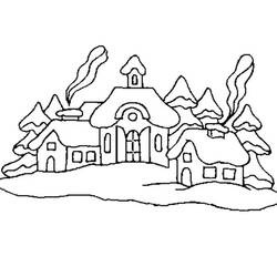 Dibujo para colorear: Pueblo de Navidad (Fiestas y Celebraciones) #217403 - Dibujos para Colorear e Imprimir Gratis