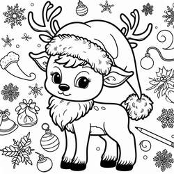 Dibujo para colorear: Reno de Navidad (Fiestas y Celebraciones) #215757 - Dibujos para Colorear e Imprimir Gratis