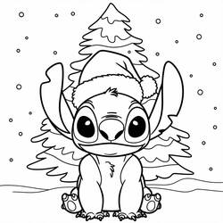 Dibujo para colorear: Stitch de Navidad (Fiestas y Celebraciones) #216975 - Dibujos para Colorear e Imprimir Gratis