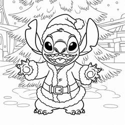 Dibujo para colorear: Stitch de Navidad (Fiestas y Celebraciones) #216977 - Dibujos para Colorear e Imprimir Gratis