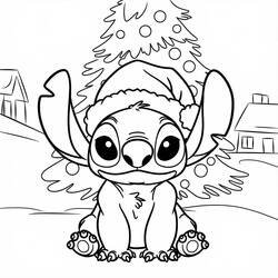 Dibujo para colorear: Stitch de Navidad (Fiestas y Celebraciones) #216978 - Dibujos para Colorear e Imprimir Gratis
