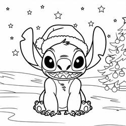 Dibujo para colorear: Stitch de Navidad (Fiestas y Celebraciones) #216982 - Dibujos para Colorear e Imprimir Gratis