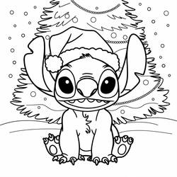 Dibujo para colorear: Stitch de Navidad (Fiestas y Celebraciones) #216984 - Dibujos para Colorear e Imprimir Gratis