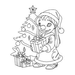Dibujo para colorear: Stitch de Navidad (Fiestas y Celebraciones) #216989 - Dibujos para Colorear e Imprimir Gratis