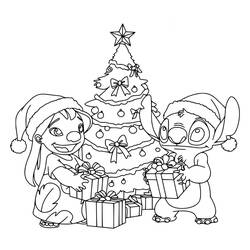 Dibujo para colorear: Stitch de Navidad (Fiestas y Celebraciones) #216997 - Dibujos para Colorear e Imprimir Gratis