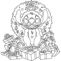 Dibujo para colorear: Stitch de Navidad (Fiestas y Celebraciones) #216998 - Dibujos para Colorear e Imprimir Gratis