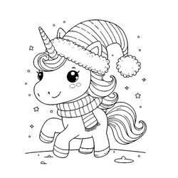 Dibujo Unicornio de Navidad (Fiestas y Celebraciones) #222184 para imprimir y colorear
