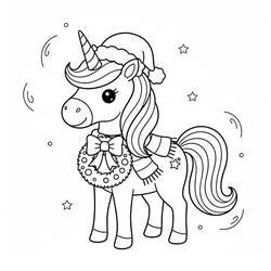 Dibujo Unicornio de Navidad (Fiestas y Celebraciones) #222187 para imprimir y colorear