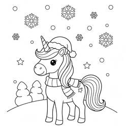 Unicornio de Navidad - Dibujos para colorear gratis