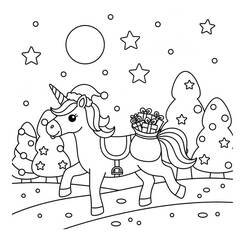 Dibujo Unicornio de Navidad (Fiestas y Celebraciones) #222189 para imprimir y colorear