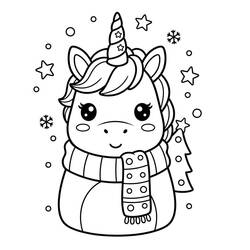 Dibujo Unicornio de Navidad (Fiestas y Celebraciones) #222201 para imprimir y colorear