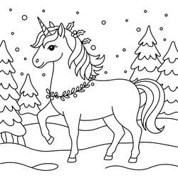 Dibujo Unicornio de Navidad (Fiestas y Celebraciones) #222215 para imprimir y colorear