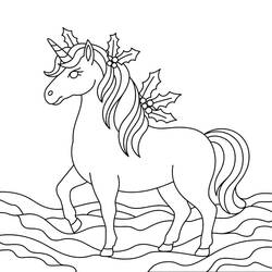 Dibujo Unicornio de Navidad (Fiestas y Celebraciones) #222216 para imprimir y colorear