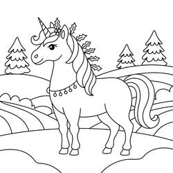 Dibujo Unicornio de Navidad (Fiestas y Celebraciones) #222220 para imprimir y colorear