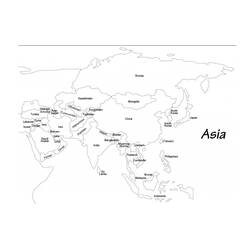 Dibujos para colorear: Mapa de Asia - Dibujos para Colorear e Imprimir Gratis
