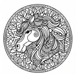 Dibujo Mandalas de Caballos (Mandalas) #213419 para imprimir y colorear