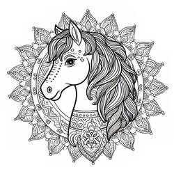 Dibujo Mandalas de Caballos (Mandalas) #213429 para imprimir y colorear