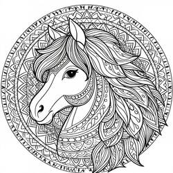 Dibujo Mandalas de Caballos (Mandalas) #213437 para imprimir y colorear