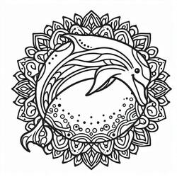Dibujo para colorear: Mandalas de Delfines (Mandalas) #219073 - Dibujos para Colorear e Imprimir Gratis