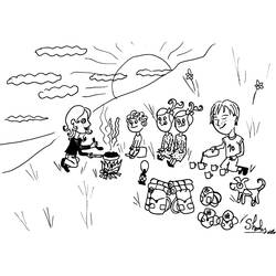 Dibujo para colorear: Fogata (Naturaleza y Estaciones) #156768 - Dibujos para Colorear e Imprimir Gratis