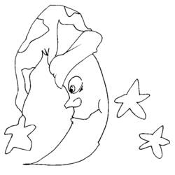 Dibujo para colorear: Luna Creciente (Naturaleza y Estaciones) #162650 - Dibujos para Colorear e Imprimir Gratis