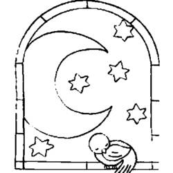 Dibujo para colorear: Luna Creciente (Naturaleza y Estaciones) #162659 - Dibujos para Colorear e Imprimir Gratis