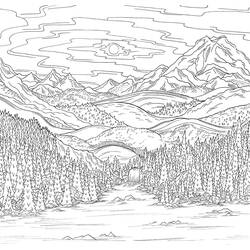 Dibujo para colorear: Paisaje (Naturaleza y Estaciones) #194006 - Dibujos para Colorear e Imprimir Gratis