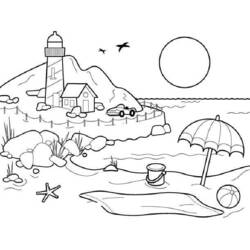 Dibujo para colorear: Playa (Naturaleza y Estaciones) #158970 - Dibujos para Colorear e Imprimir Gratis