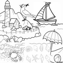 Dibujo para colorear: Playa (Naturaleza y Estaciones) #158976 - Dibujos para Colorear e Imprimir Gratis
