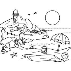 Dibujo para colorear: Playa (Naturaleza y Estaciones) #159003 - Dibujos para Colorear e Imprimir Gratis