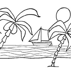 Dibujo para colorear: Playa (Naturaleza y Estaciones) #159026 - Dibujos para Colorear e Imprimir Gratis