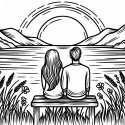 Dibujo para colorear: Puesta de Sol (Naturaleza y Estaciones) #215997 - Dibujos para Colorear e Imprimir Gratis