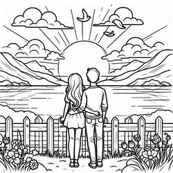 Dibujos para colorear: Puesta de Sol - Dibujos para Colorear e Imprimir Gratis