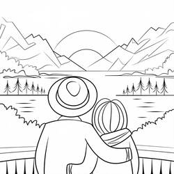 Dibujo para colorear: Puesta de Sol (Naturaleza y Estaciones) #215999 - Dibujos para Colorear e Imprimir Gratis