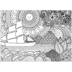 Dibujo para colorear: Puesta de Sol (Naturaleza y Estaciones) #216007 - Dibujos para Colorear e Imprimir Gratis
