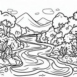 Dibujo para colorear: Río (Naturaleza y Estaciones) #188032 - Dibujos para Colorear e Imprimir Gratis