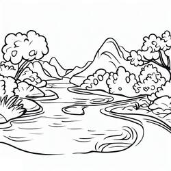 Dibujo para colorear: Río (Naturaleza y Estaciones) #188034 - Dibujos para Colorear e Imprimir Gratis