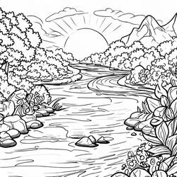 Dibujo para colorear: Río (Naturaleza y Estaciones) #188037 - Dibujos para Colorear e Imprimir Gratis
