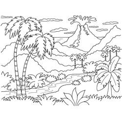 Dibujo para colorear: Volcán (Naturaleza y Estaciones) #166599 - Dibujos para Colorear e Imprimir Gratis