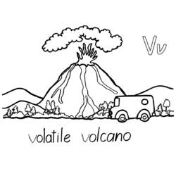 Dibujo para colorear: Volcán (Naturaleza y Estaciones) #166617 - Dibujos para Colorear e Imprimir Gratis