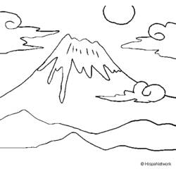 Dibujo para colorear: Volcán (Naturaleza y Estaciones) #166764 - Dibujos para Colorear e Imprimir Gratis