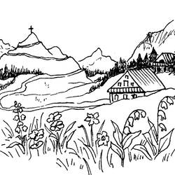 Dibujo para colorear: Montaña (Naturaleza) #156497 - Dibujos para colorear