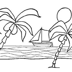 Dibujo para colorear: Playa (Naturaleza) #159026 - Dibujos para colorear