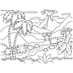 Dibujo para colorear: Volcán (Naturaleza) #166599 - Dibujos para colorear