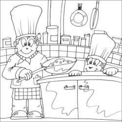 Dibujo para colorear: Cocinero / Cocinera (Ocupaciones) #91791 - Dibujos para Colorear e Imprimir Gratis