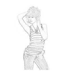 Dibujo para colorear: Taylor Swift (Persona famosa) #123874 - Dibujos para Colorear y Pintar
