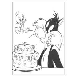 Dibujo para colorear: Piolín y Silvestre (Personajes de Dibujos Animados) #29270 - Dibujos para Colorear e Imprimir Gratis