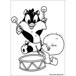 Dibujo para colorear: Piolín y Silvestre (Personajes de Dibujos Animados) #29272 - Dibujos para Colorear e Imprimir Gratis