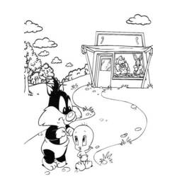 Dibujo para colorear: Piolín y Silvestre (Personajes de Dibujos Animados) #29285 - Dibujos para Colorear e Imprimir Gratis