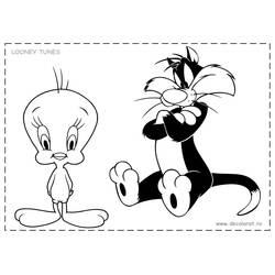 Dibujo para colorear: Piolín y Silvestre (Personajes de Dibujos Animados) #29412 - Dibujos para Colorear e Imprimir Gratis
